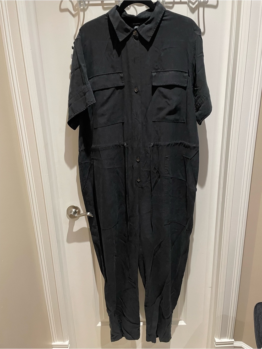 Banana Republic Black Short-Sleeve Utility Jumpsuit